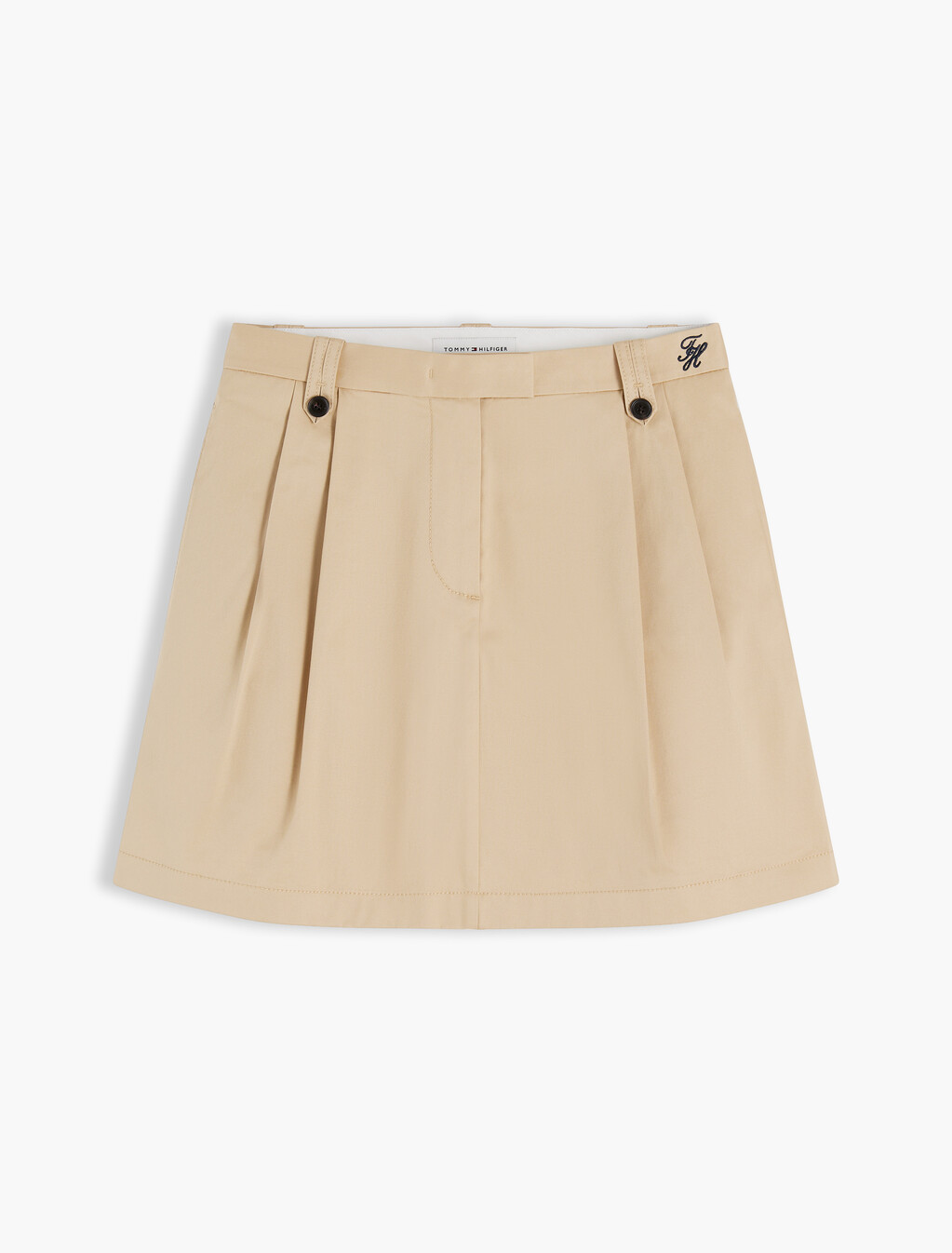 Pleated Twill Chino Mini Skirt, Gentle Gold, hi-res