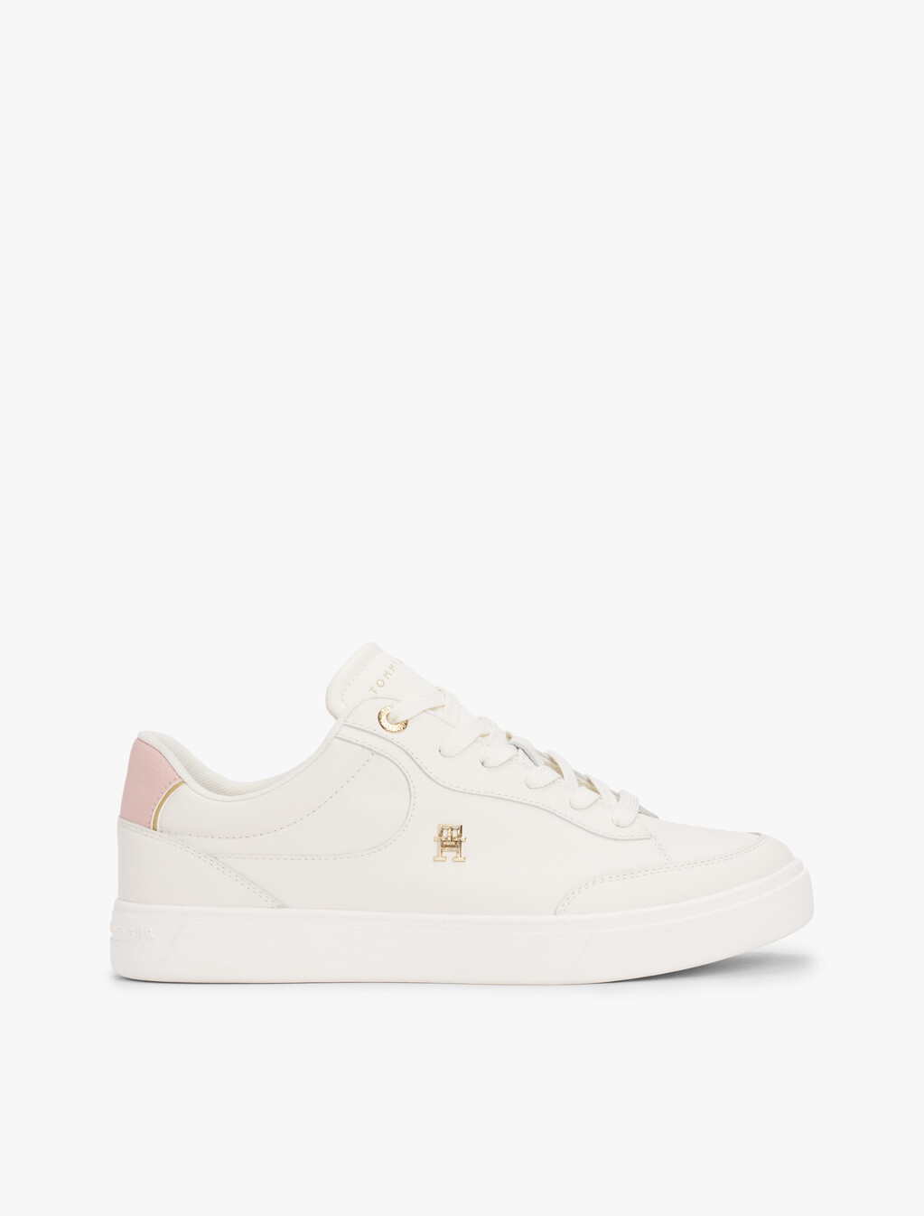 TH Monogram Leather Court Trainers, Ancient White, hi-res