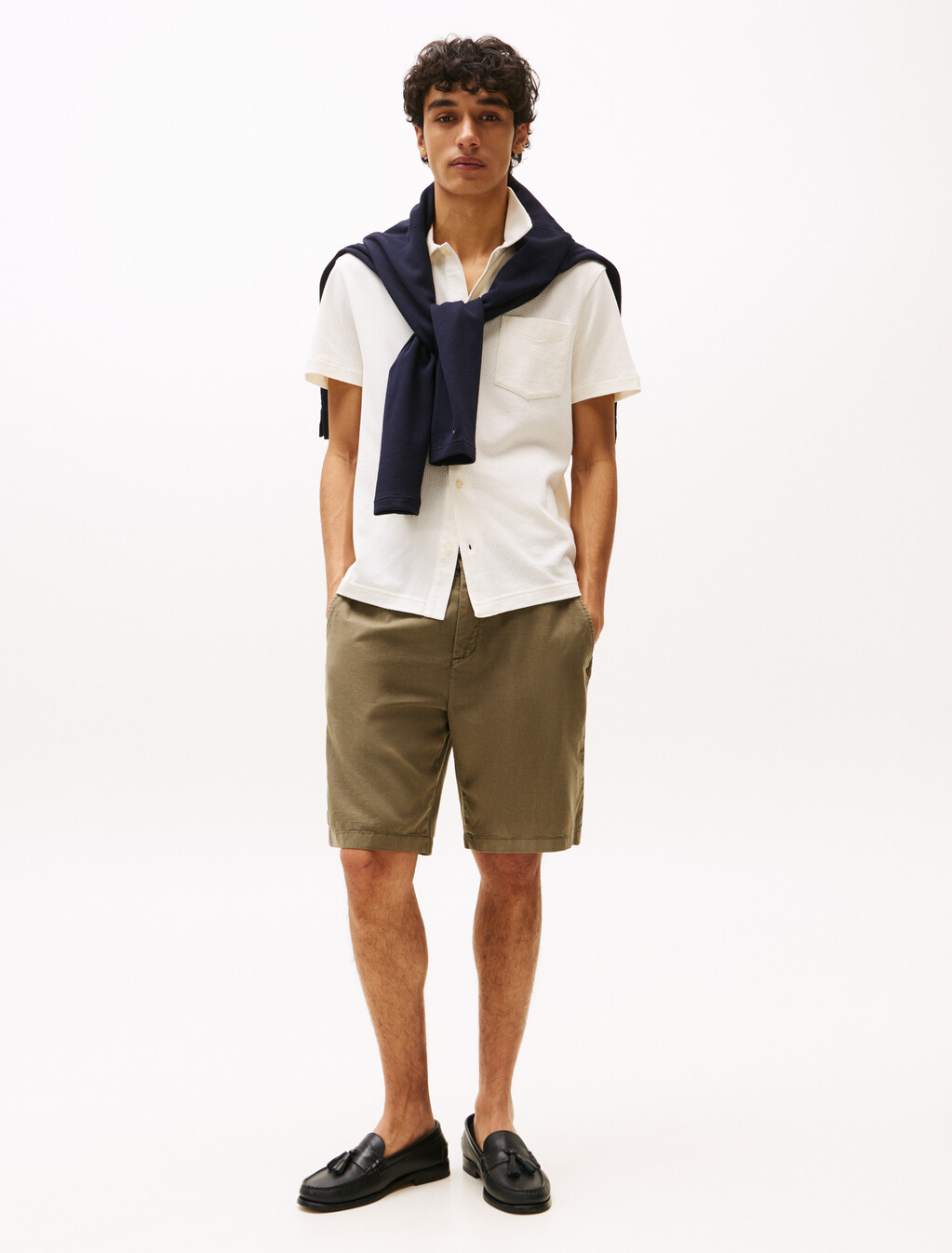 Mercer Washed Cotton Lyocell Short, Battle Green, hi-res
