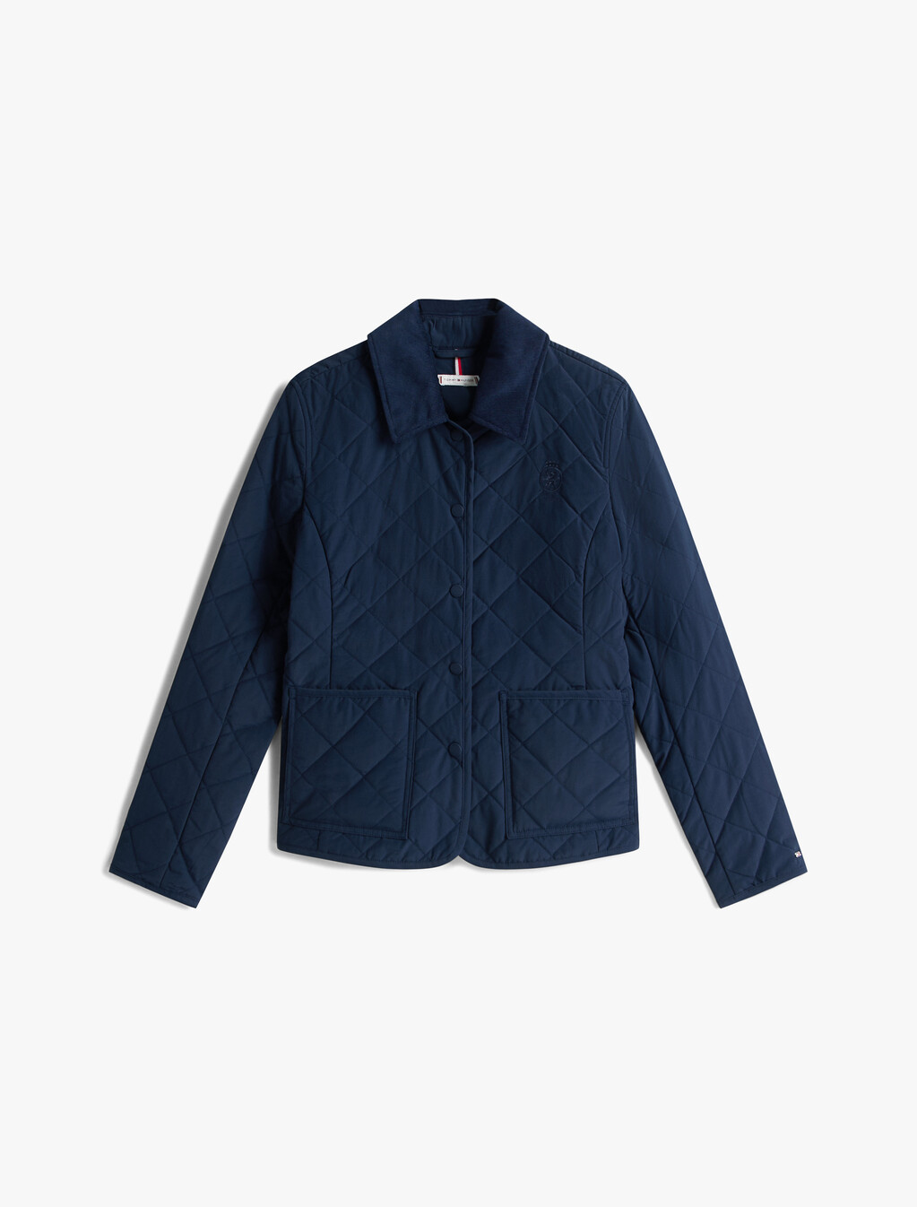 Crest Embroidery Padded Quilted Slim Jacket, Dark Night Navy, hi-res