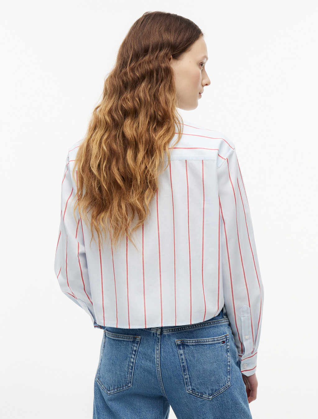 Relaxed Fit Twill Cropped Shirt, Kingly Blue / Multi Stripe, hi-res