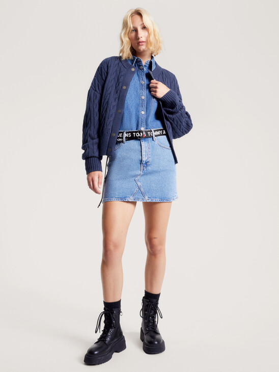 Cable Knit Badge Relaxed Cardigan