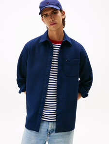 Waffle Knit Overshirt, Preppy Navy, hi-res