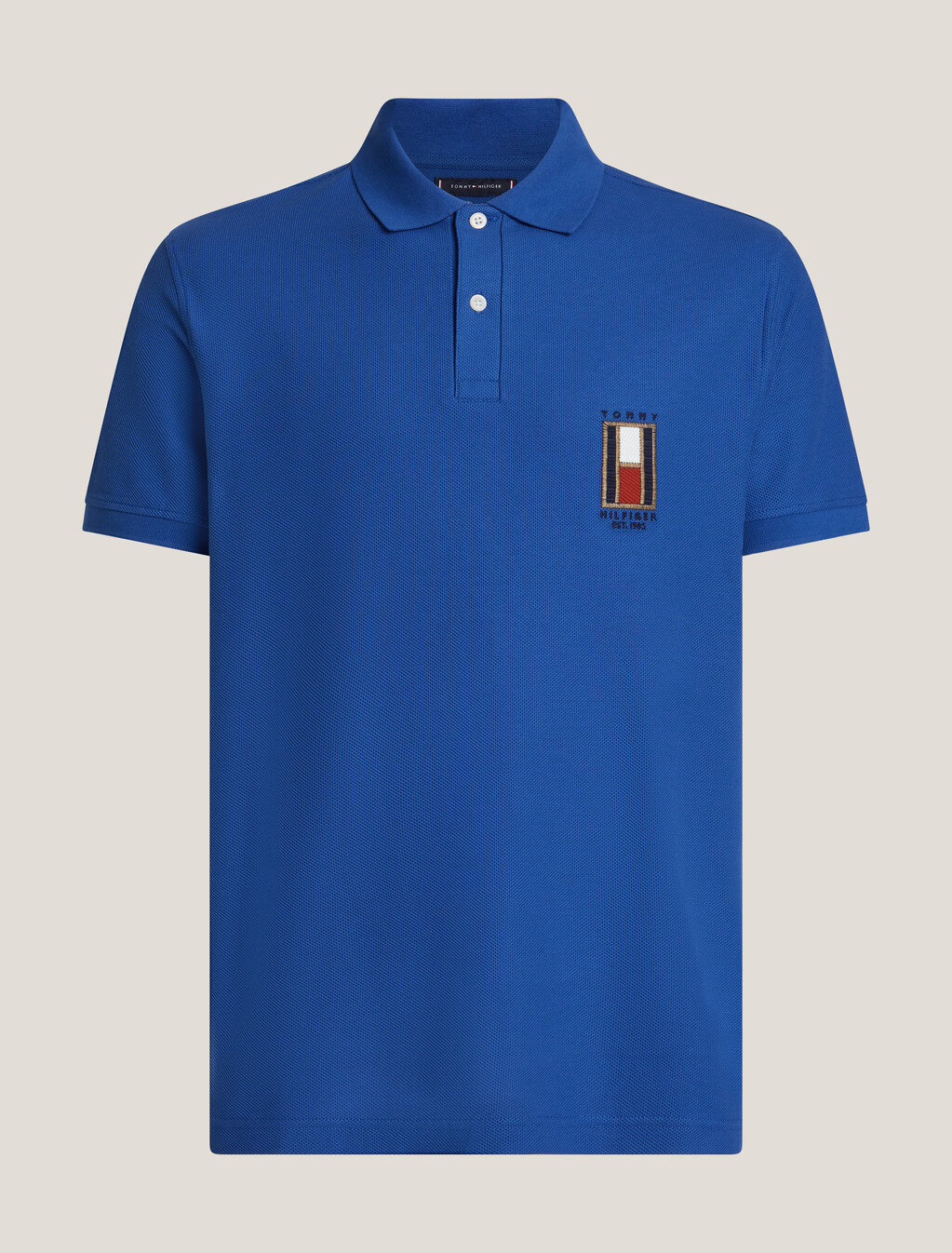 Regular Vertical Flag Polo Shirt, Monochrome Blue, hi-res