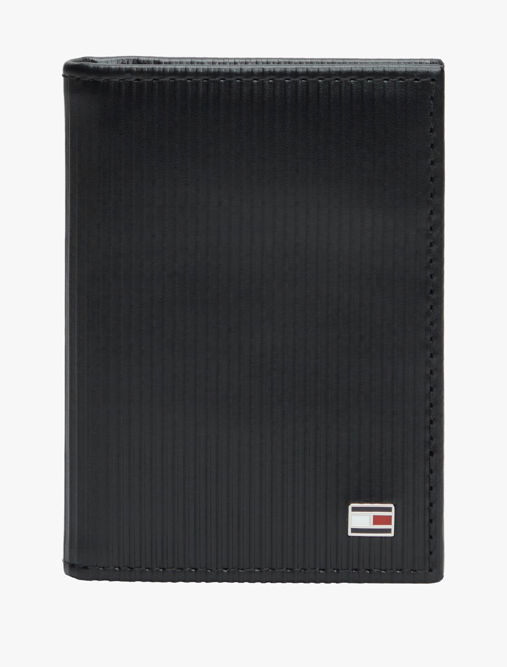 Hilfiger Flag Ribbed Leather Card Wallet, Black, hi-res