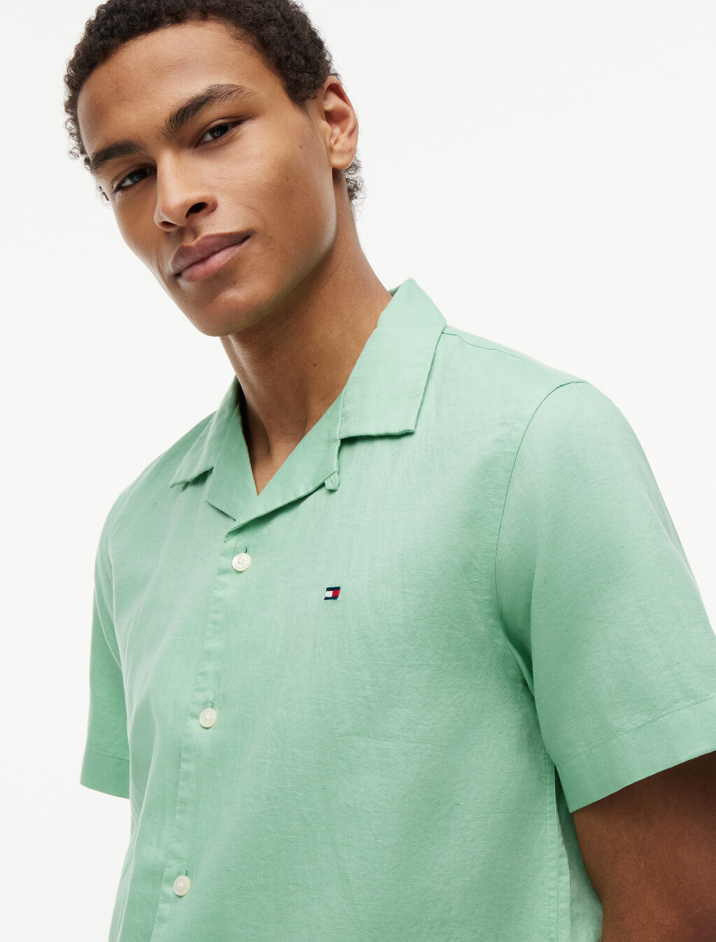 Regular Fit Linen Blend Short Sleeve Shirt, Cut Grass, hi-res