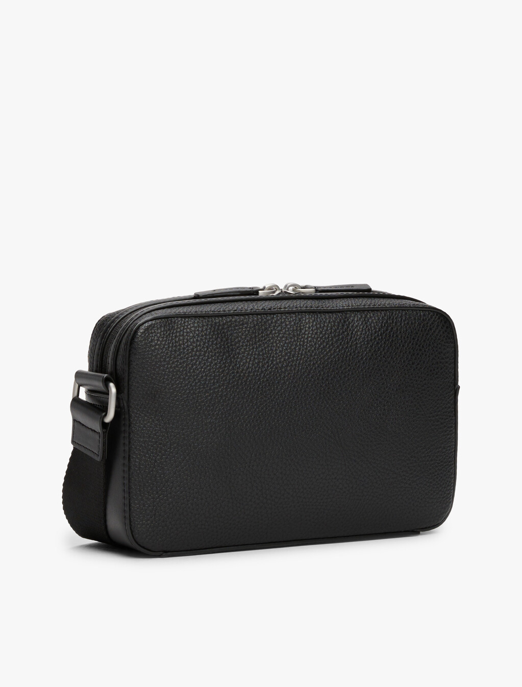 Pebble Grain Double Zip Messenger Bag, Black, hi-res