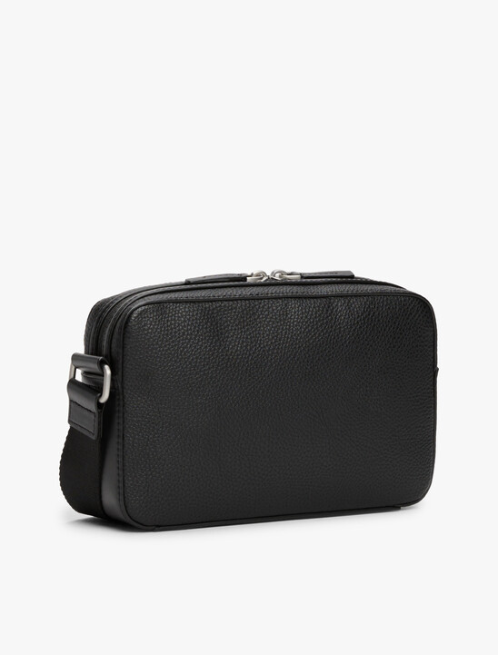 Pebble Grain Double Zip Messenger Bag