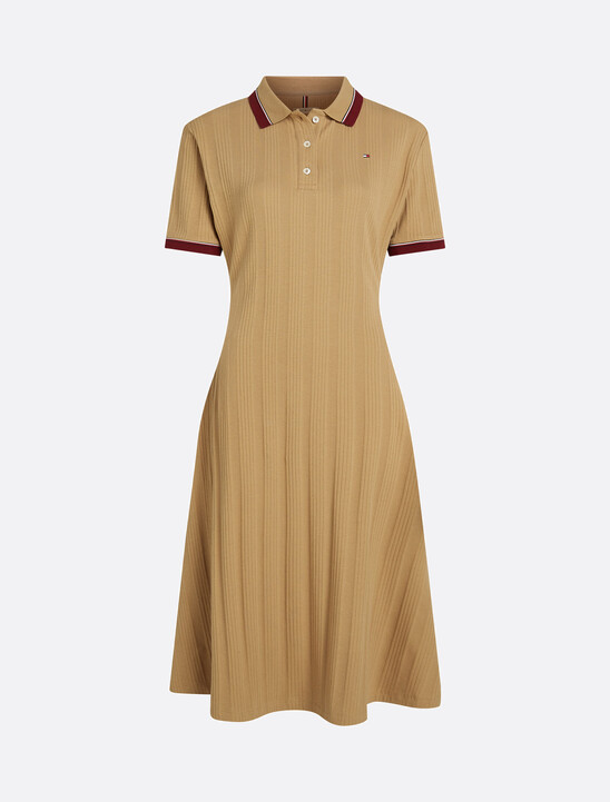 Rib Knit Polo Midi Dress