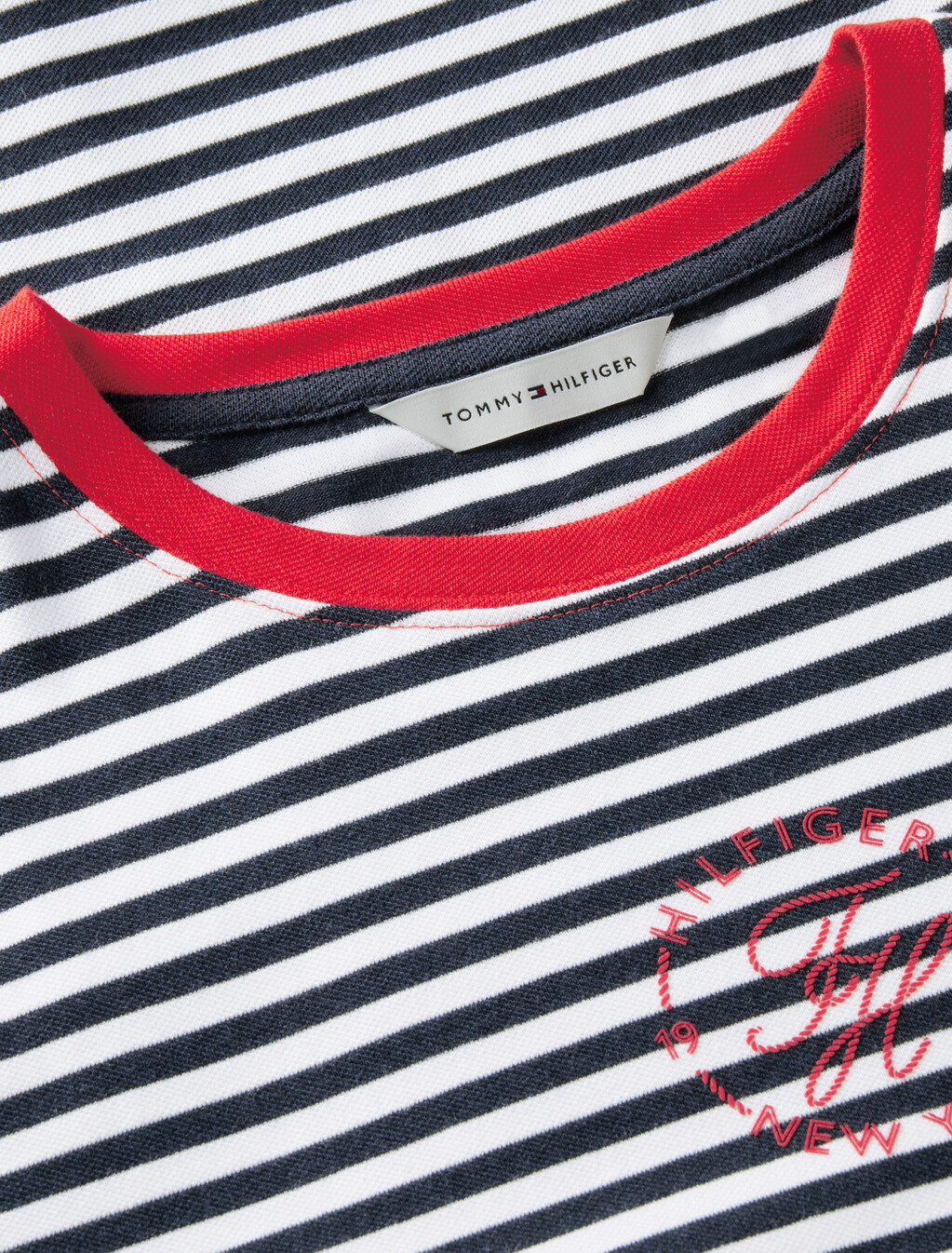 Logo Embroidery Ringer T-Shirt, Breton Stripe Dark Night Navy/Ecru, hi-res