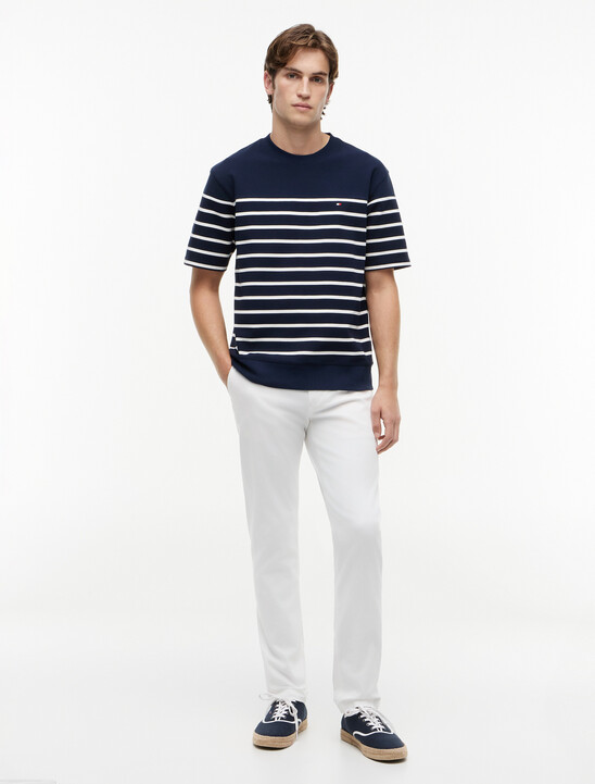 Jacquard Stripe Relaxed Crew Neck T-Shirt