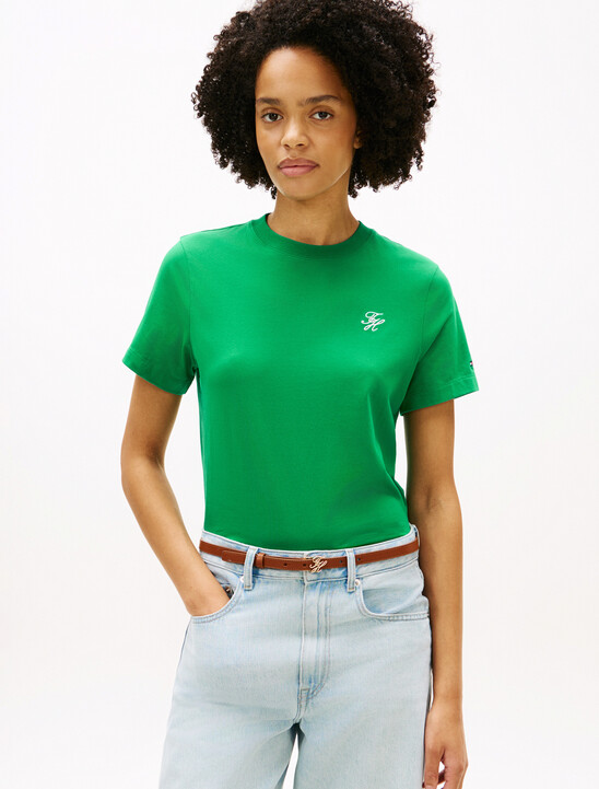 Logo Embroidery Jersey Crew Neck T-Shirt