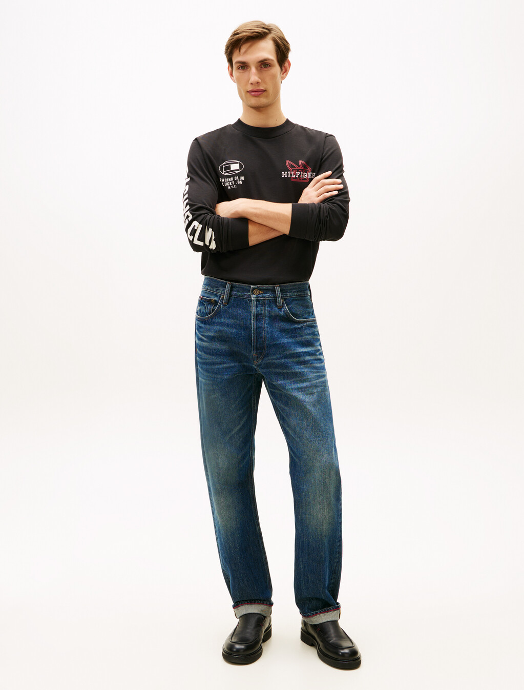 Graphic Jersey Long Sleeve T-Shirt, Black, hi-res