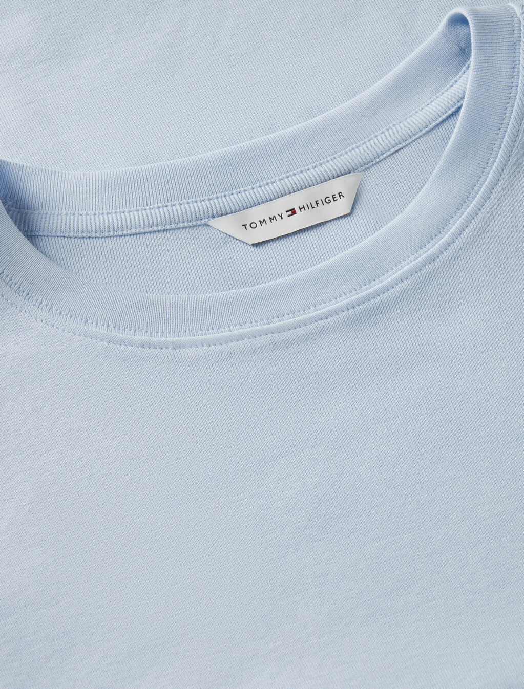 Flag Embroidery Ribbed Slim T-Shirt, Breezy Blue, hi-res