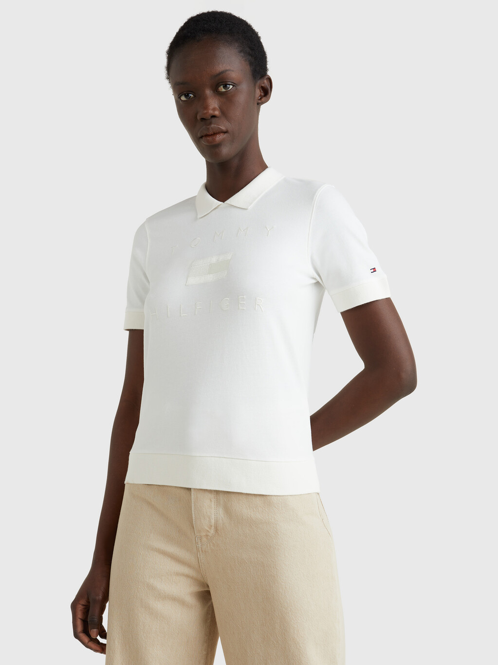 NATURAL DYE TONAL LOGO POLO, Ecru, hi-res