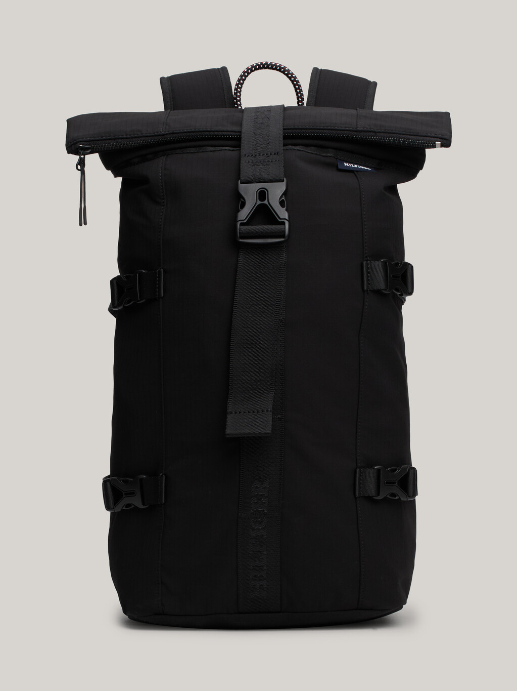 Water Repellent Roll-Top Backpack, Black, hi-res