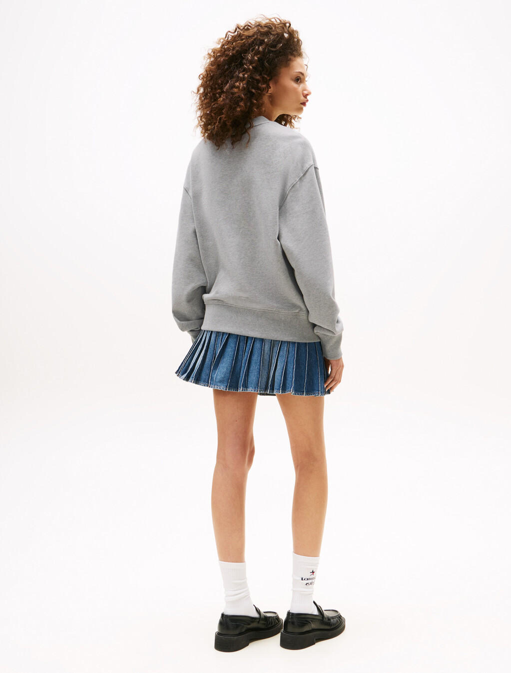 Tommy Girl Graphic Relaxed Sweatshirt, Light Grey Marl, hi-res