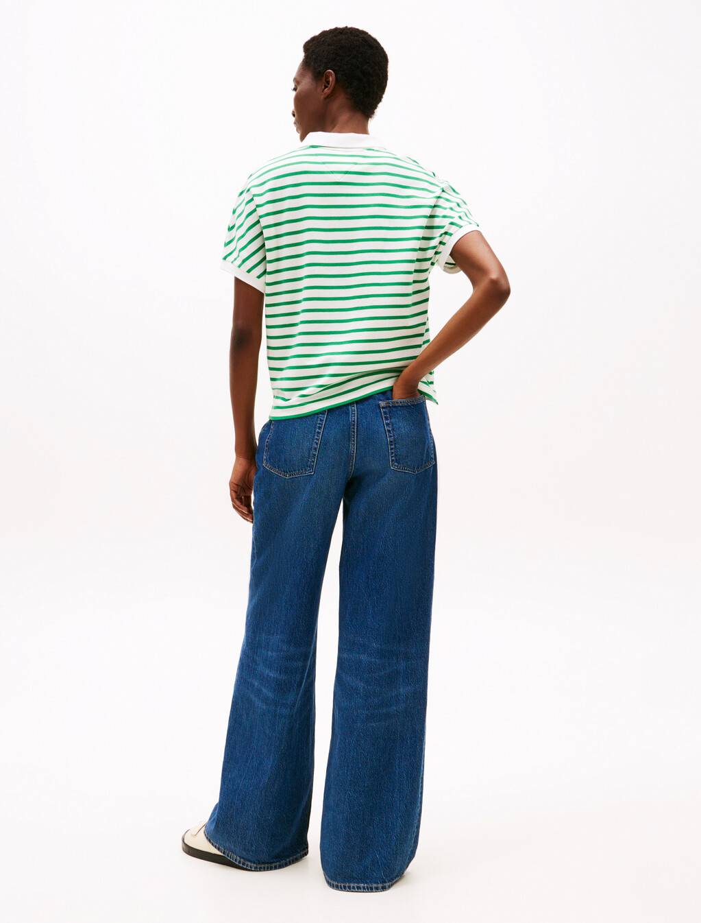 Relaxed Polo Shirt, Ecru/Radiant Green Stp, hi-res