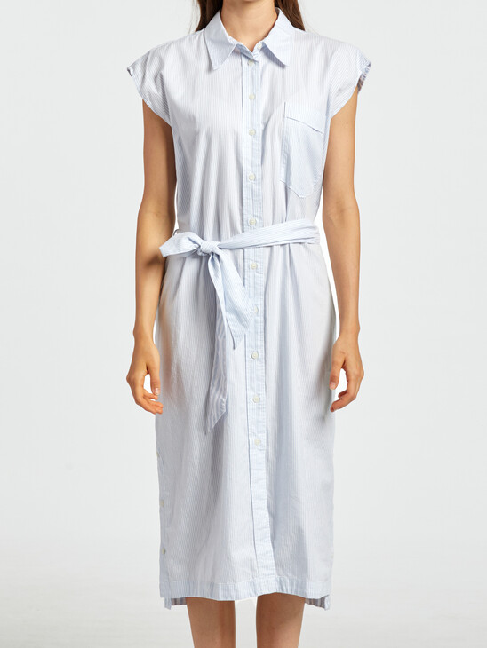 STRIPE MIDI SHIRT DRESS