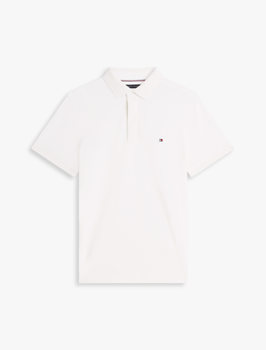 Regular Pique Jacquard Collar Polo Shirt, Ivory Petal, hi-res