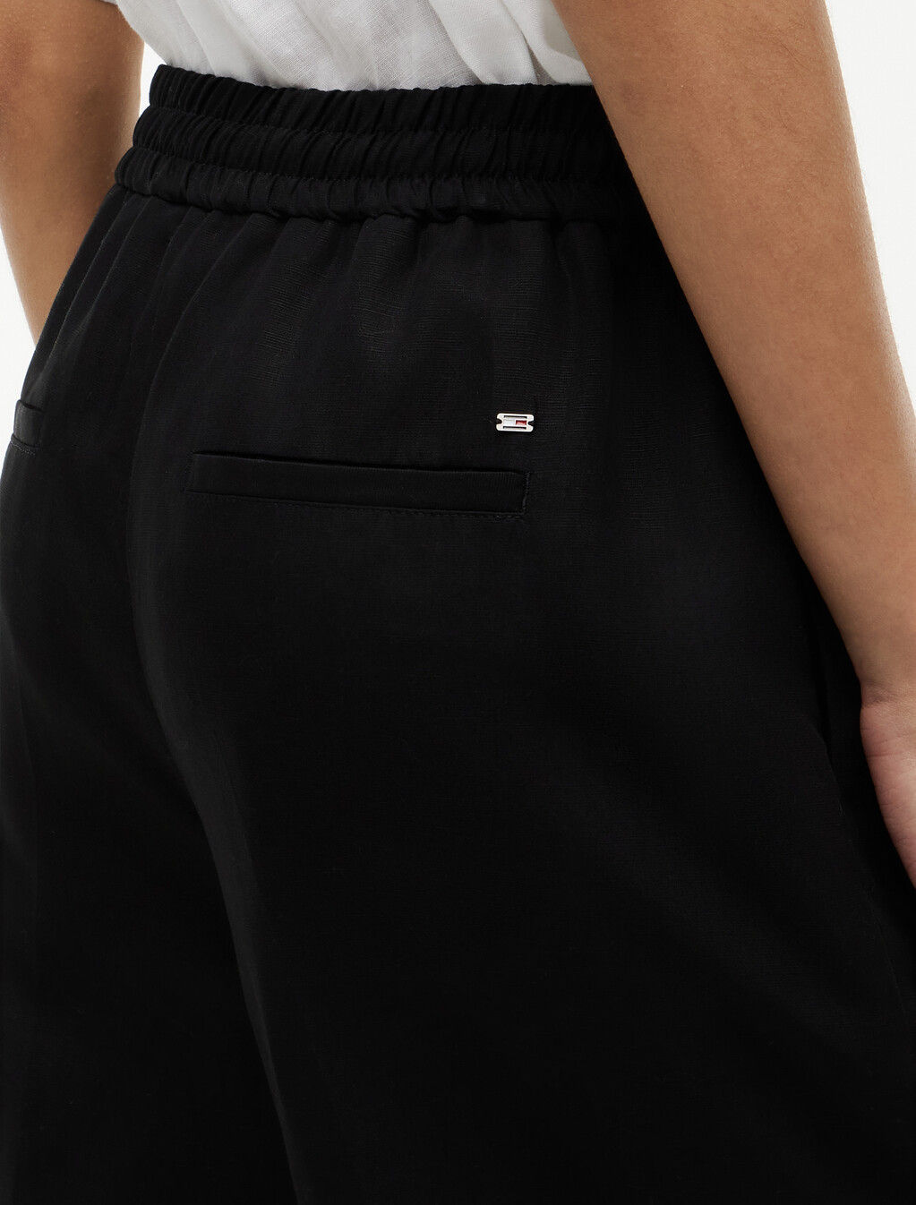 Loose Straight Trousers With Linen, Black, hi-res