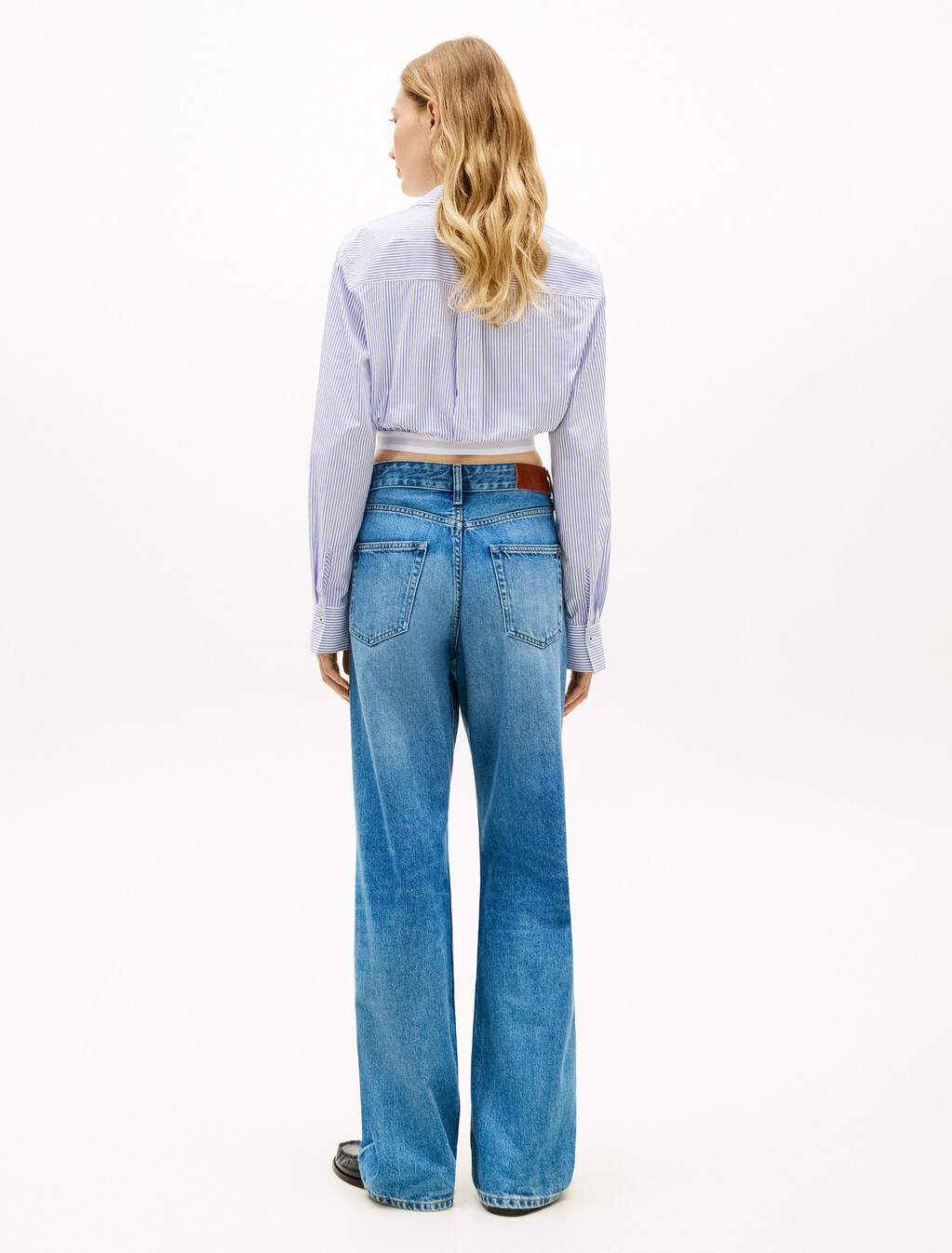 Regular Fit Elasticated Waistband Short Shirt, Misty Lazuli Blue Stripe, hi-res