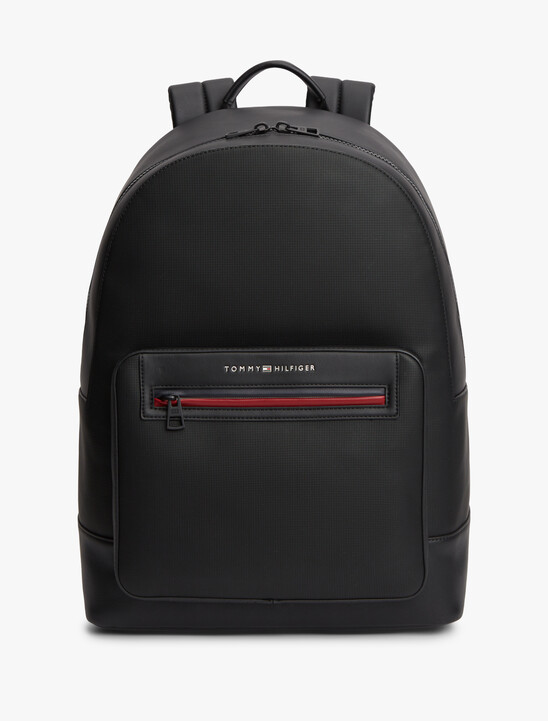 Metal Logo Textured Dome Backpack