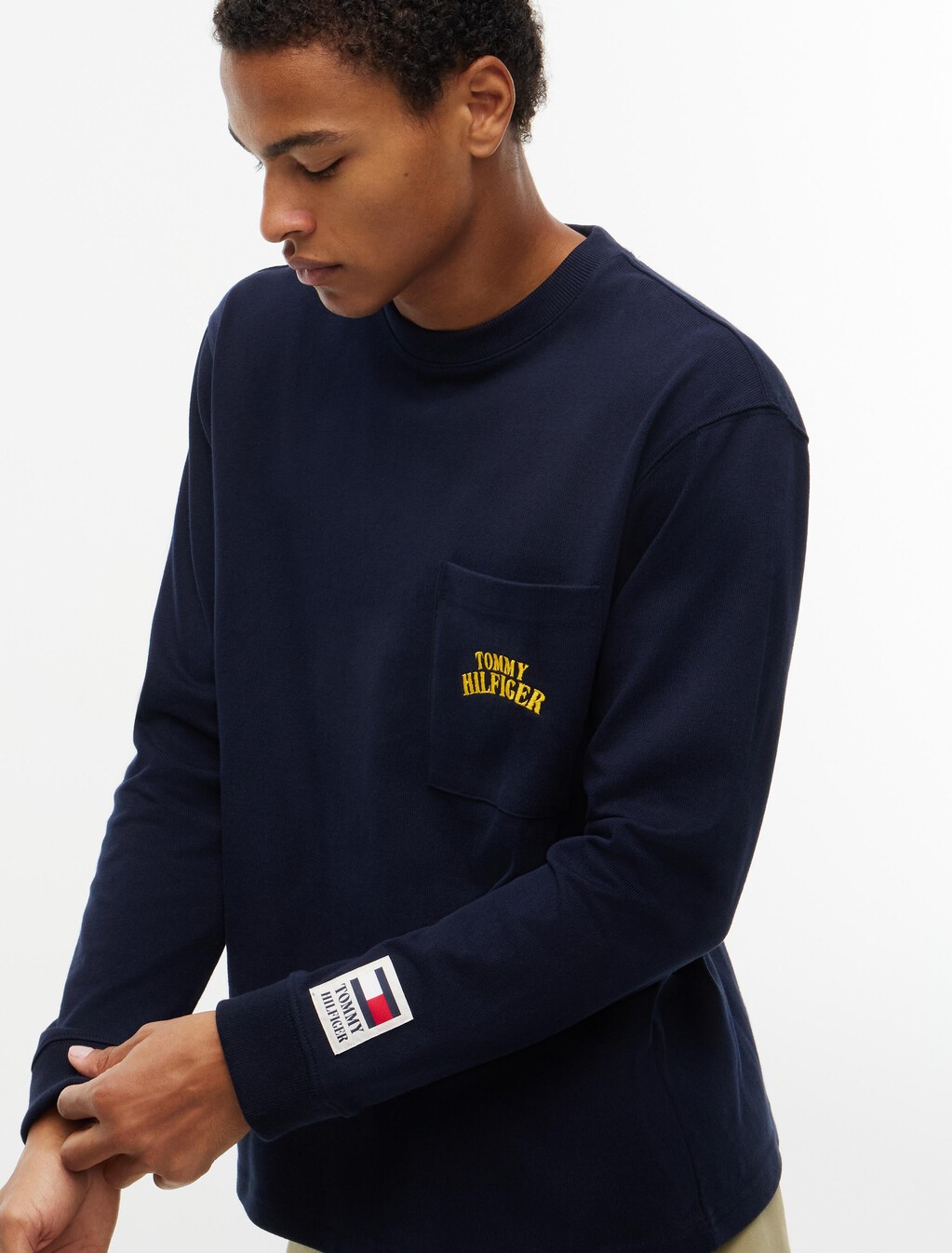 Varsity Logo Pocket Relaxed Long-Sleeve T-Shirt, Navy Blue, hi-res