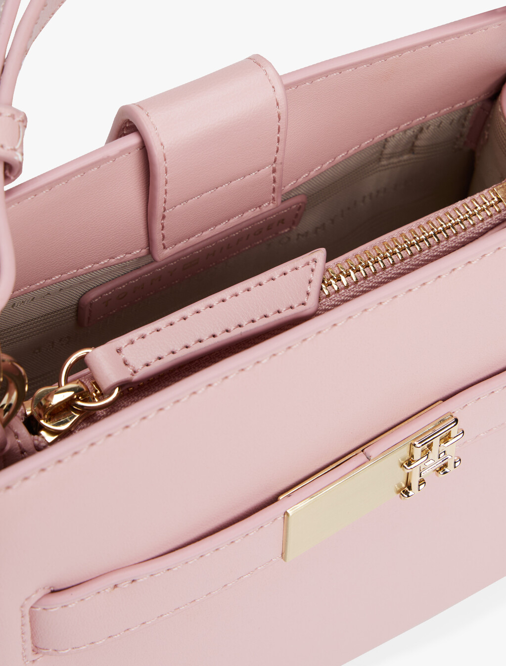 Heritage TH Monogram Crossbody Satchel, Foggy Pink, hi-res