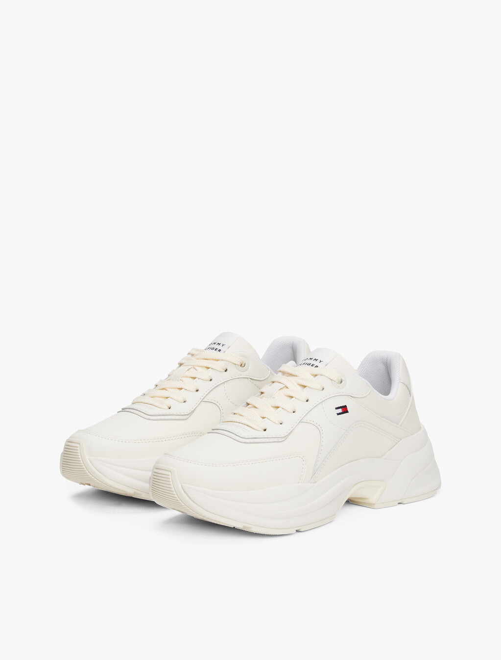Leather Chunky Trainers, Ivory, hi-res