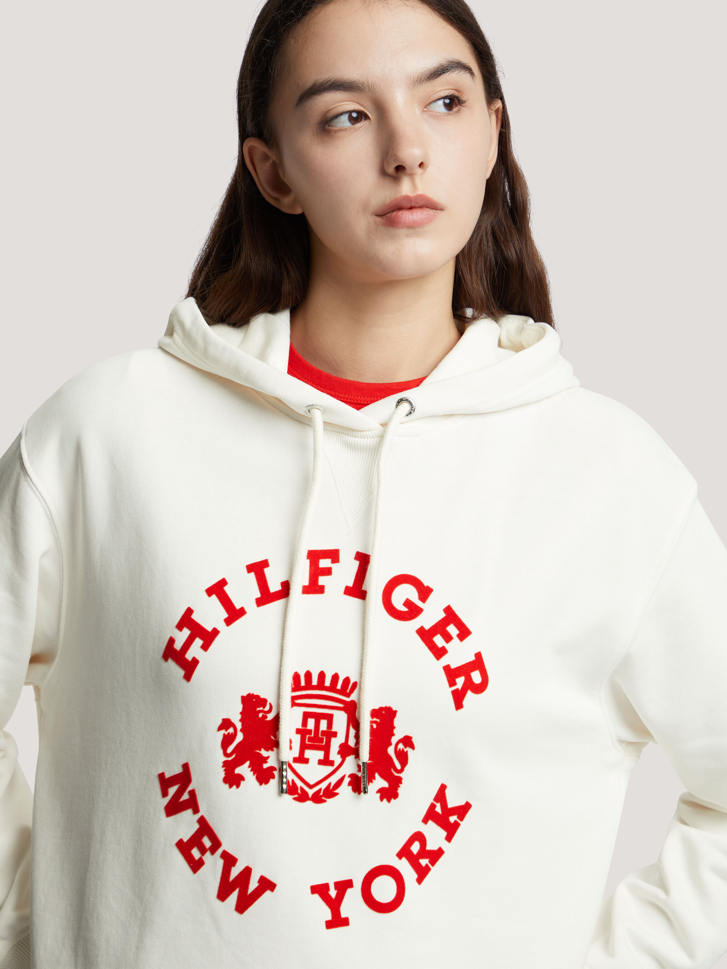 Red tommy hilfiger hoodie hot sale
