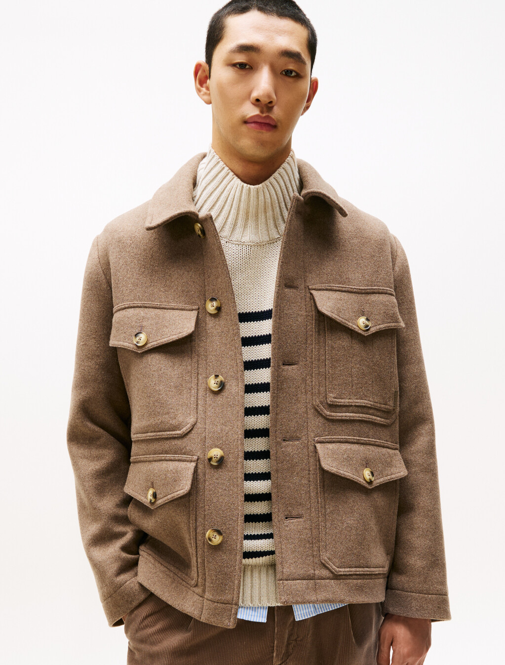 Wool Blend Utility Shirt Jacket, Coastal Taupe, hi-res