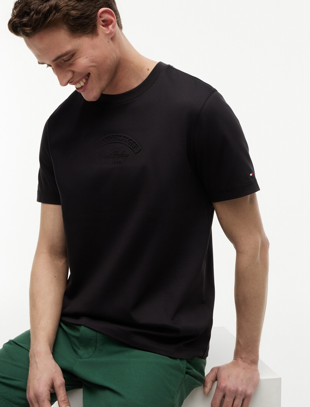 Embossed Logo Interlock T-Shirt, Black, hi-res
