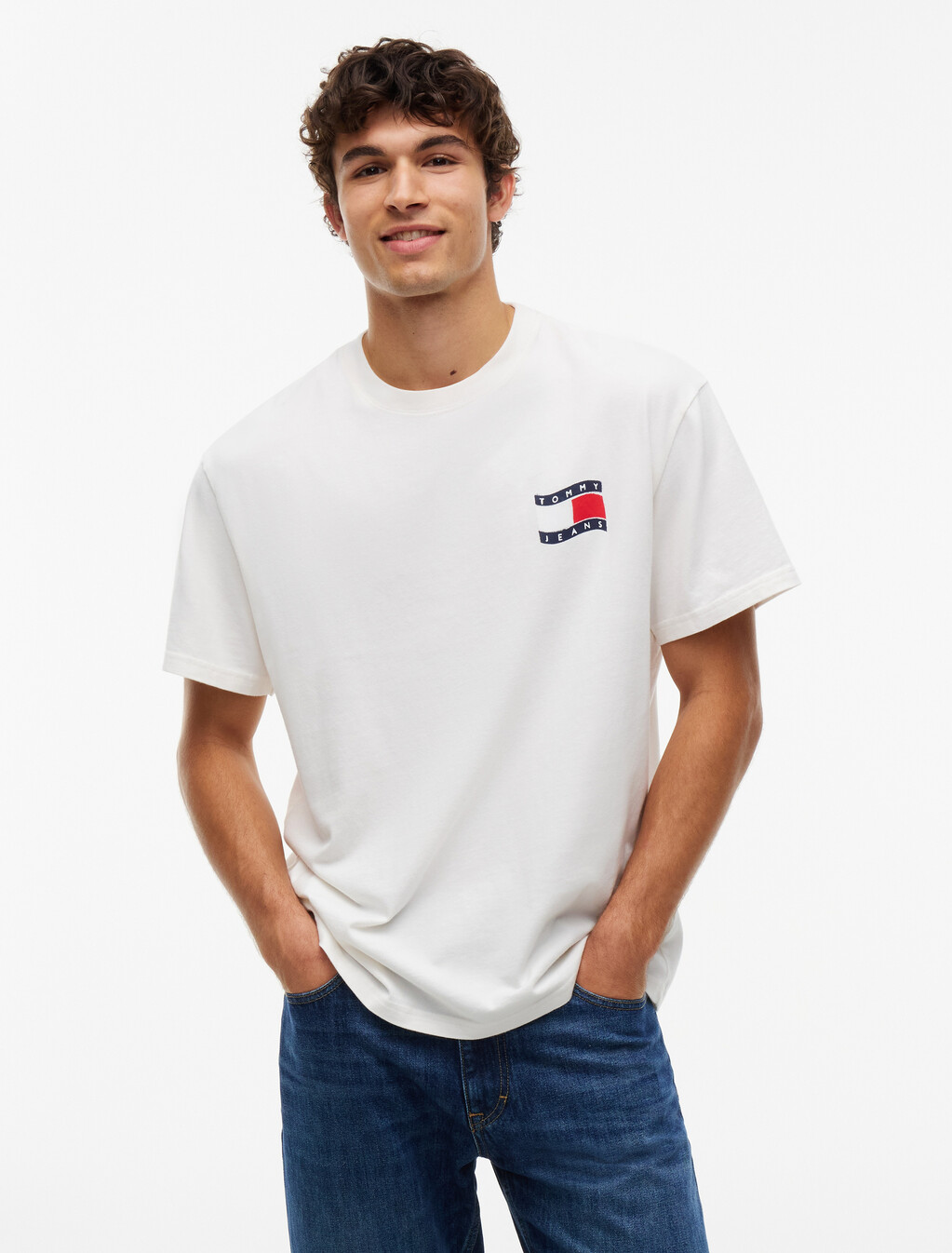Wavy Flag Back Logo Relaxed T-Shirt, Off White, hi-res