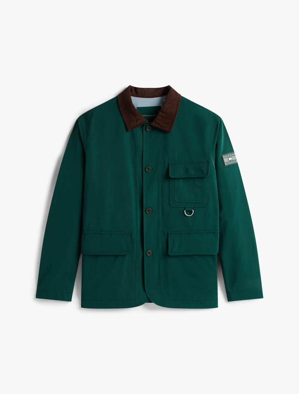 Corduroy Collar Water Resistant Windproof Jacket, Ornamental Green, hi-res