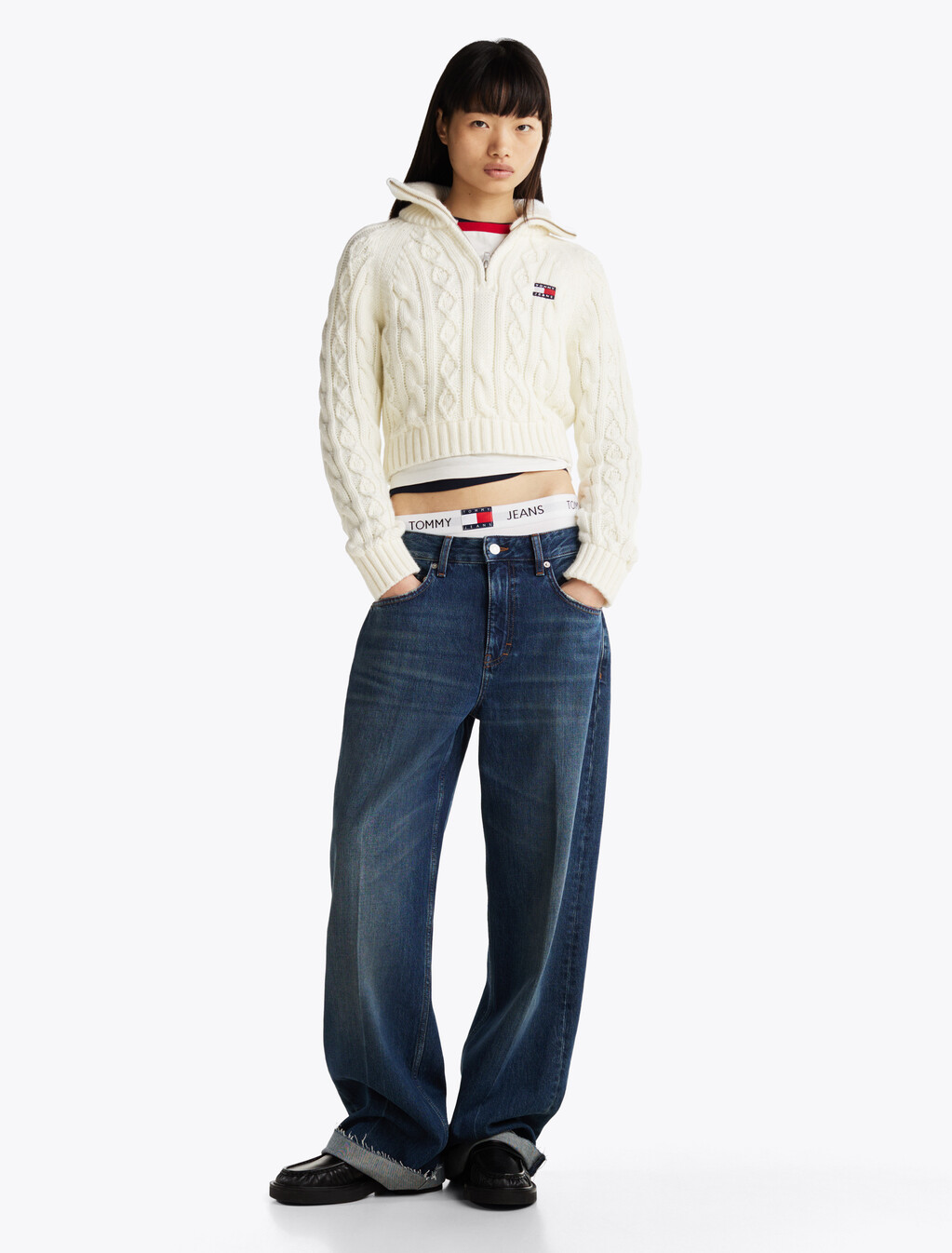 Cable Knit Jumper With Wool, Ancient White, hi-res