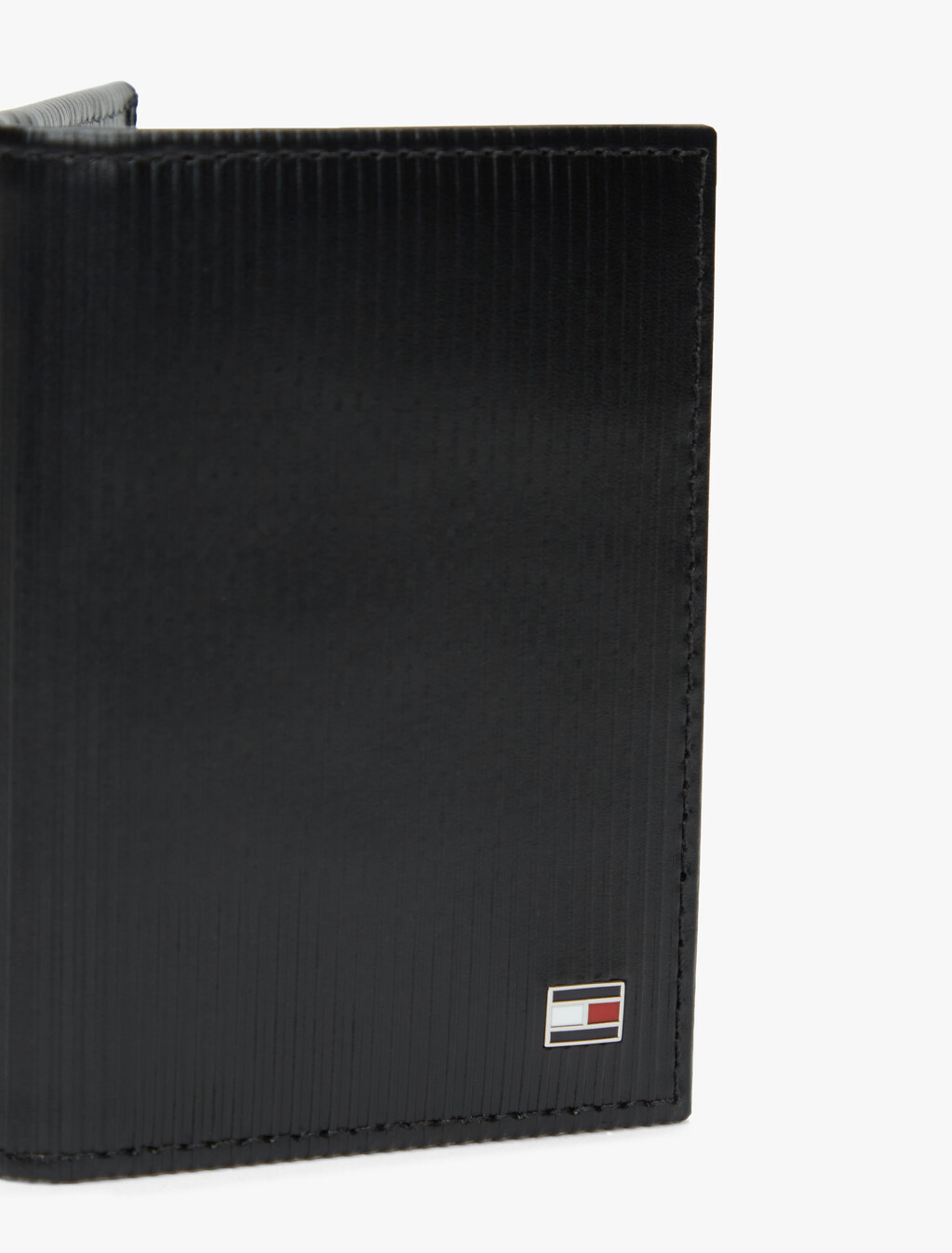 Hilfiger Flag Ribbed Leather Card Wallet, Black, hi-res