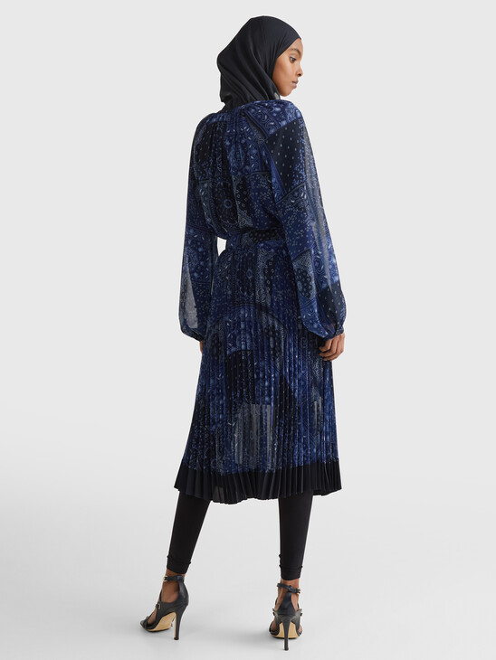 PAISLEY PLEATED MIDI SKIRT