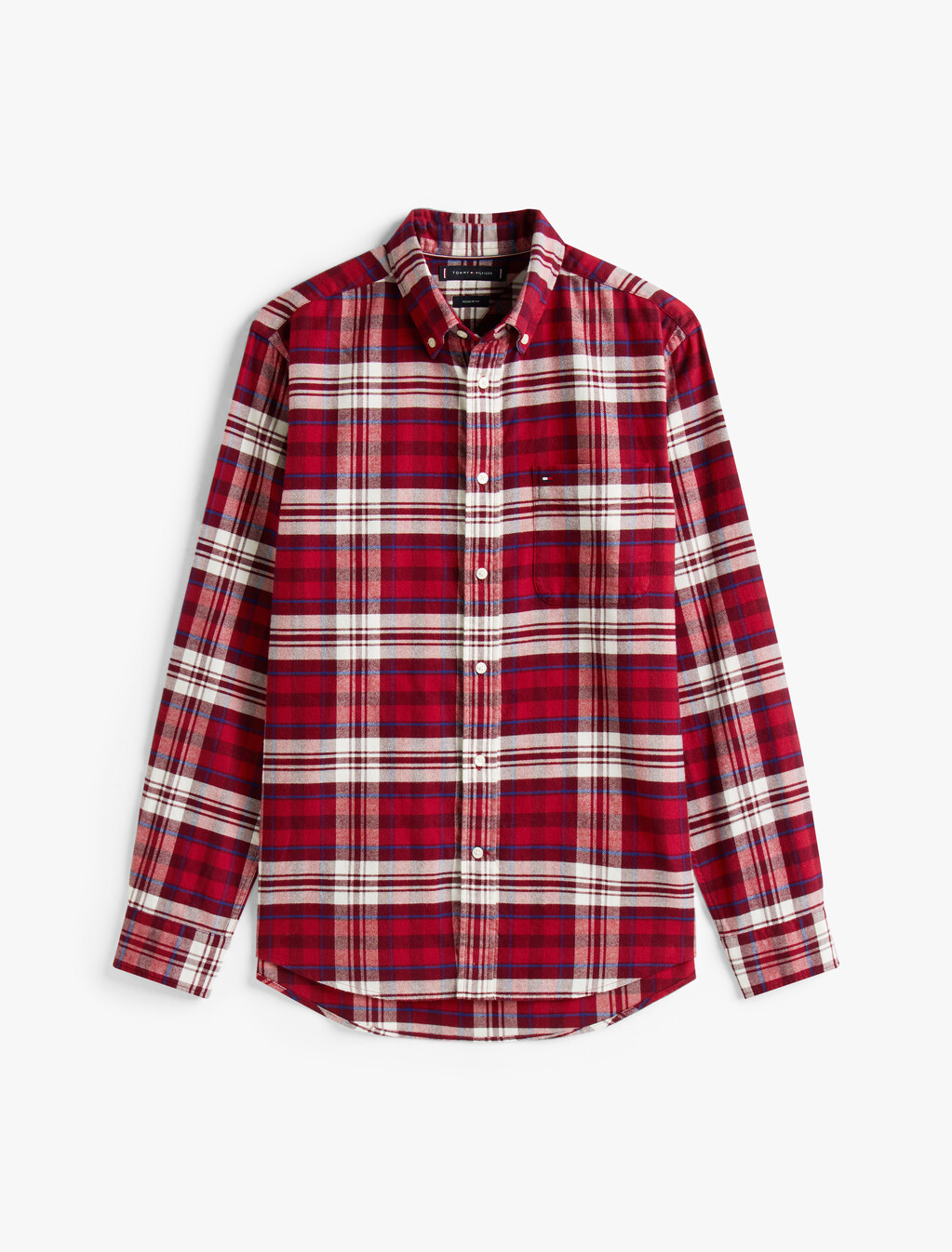 Regular Fit Tartan Check Flannel Shirt, Regatta Red / Check, hi-res