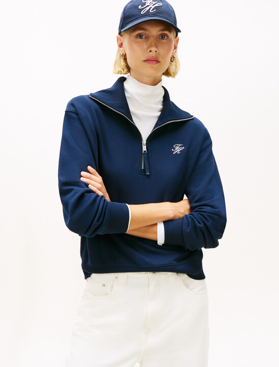 Logo Embroidery Terry Half-Zip Jumper
