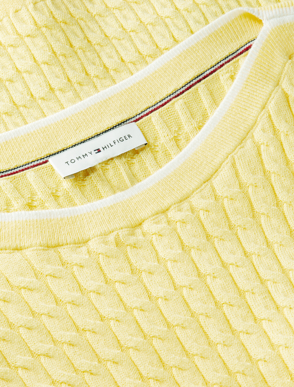 Cable Knit Boat Neck Short Sleeve Jumper, Citronella, hi-res