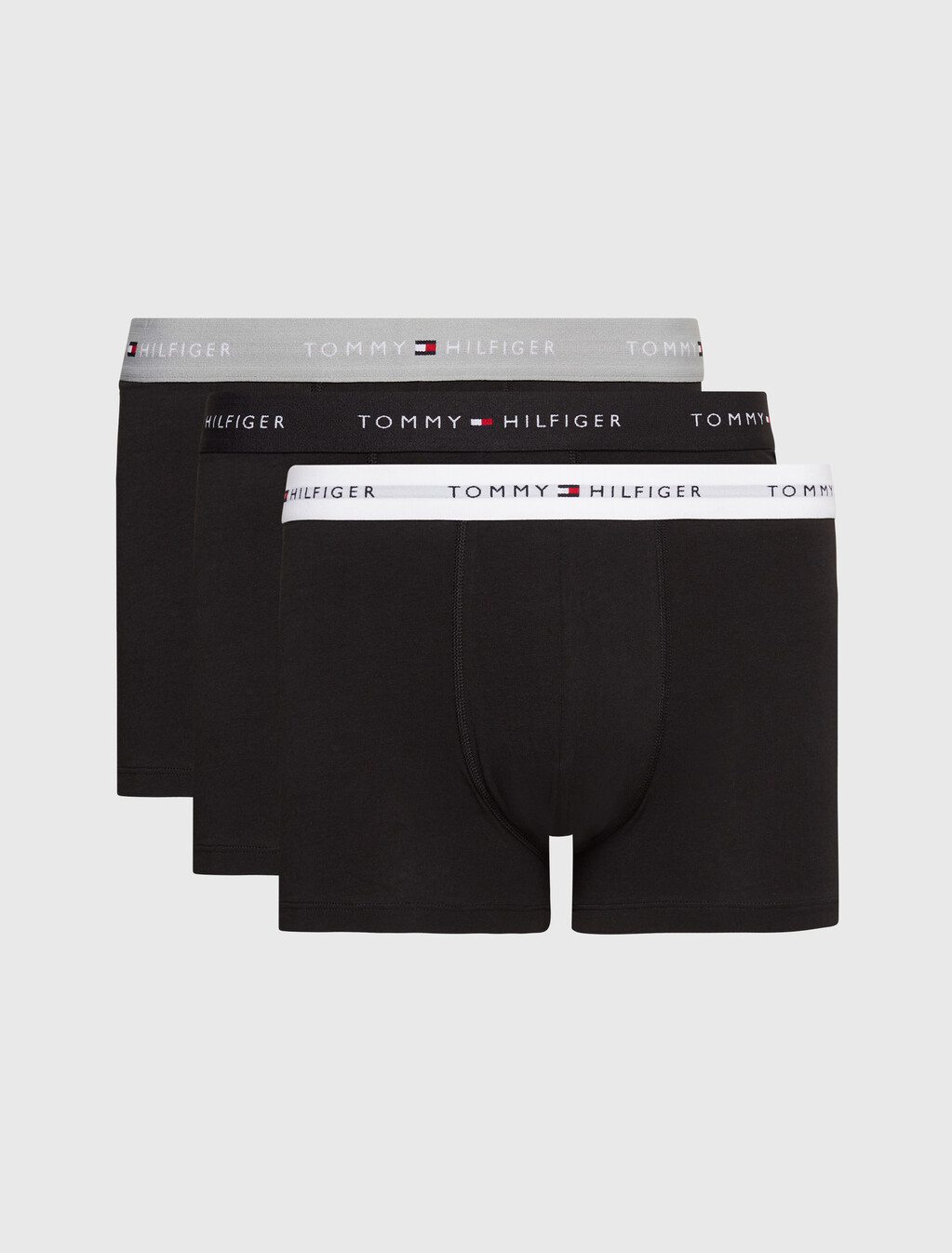 3-Pack Logo Waistband Trunks, Grey Heather/Black/White, hi-res