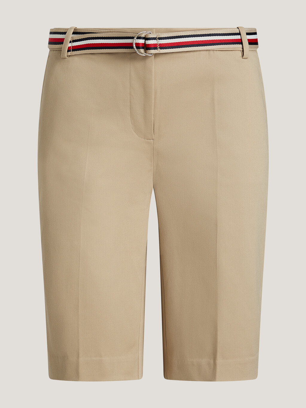 Belted Bermuda Shorts, Beige, hi-res