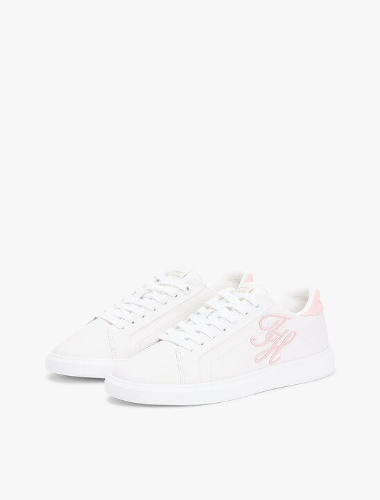Hilfiger Icon Leather Logo Embroidery Court Trainers