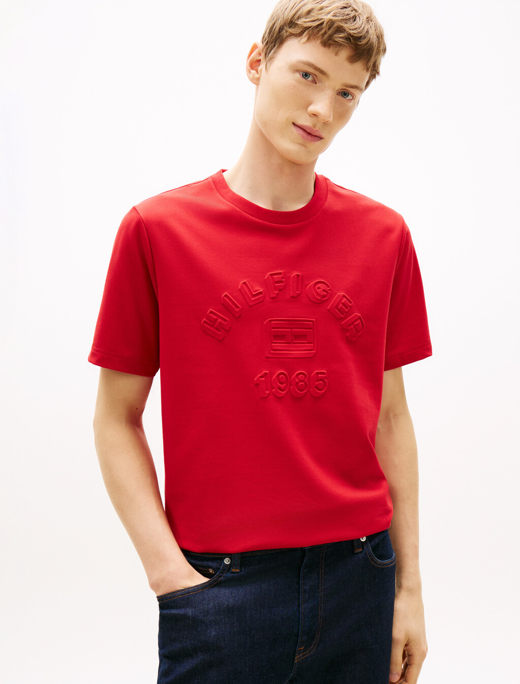 Icon Pique Double Knit Graphic T-Shirt, Medium Red, hi-res