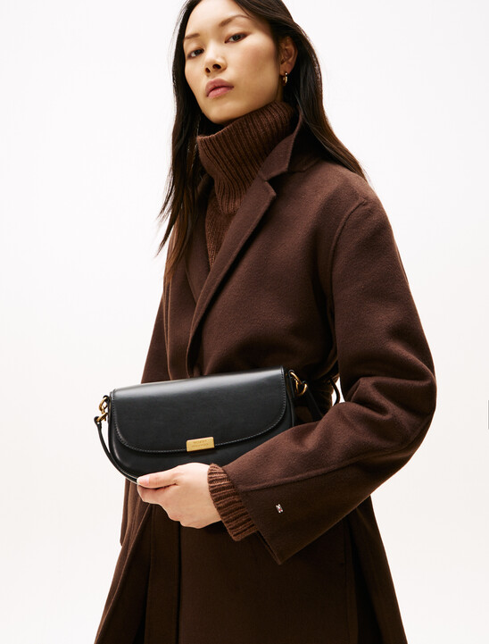 Iconic Leather Crossbody Bag, Black Iconic Leather Crossbody Bag