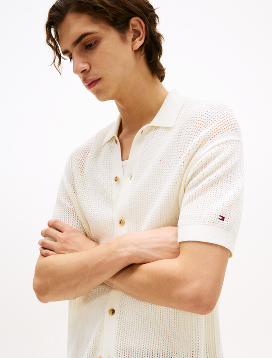 Structured Open Knit Overshirt