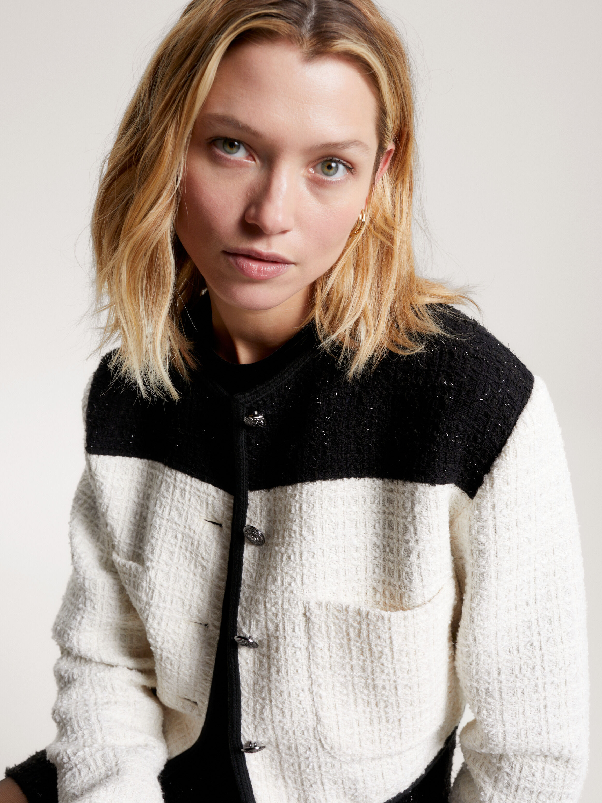 Two Tone Cropped Tweed Jacket natural Tommy Hilfiger Singapore