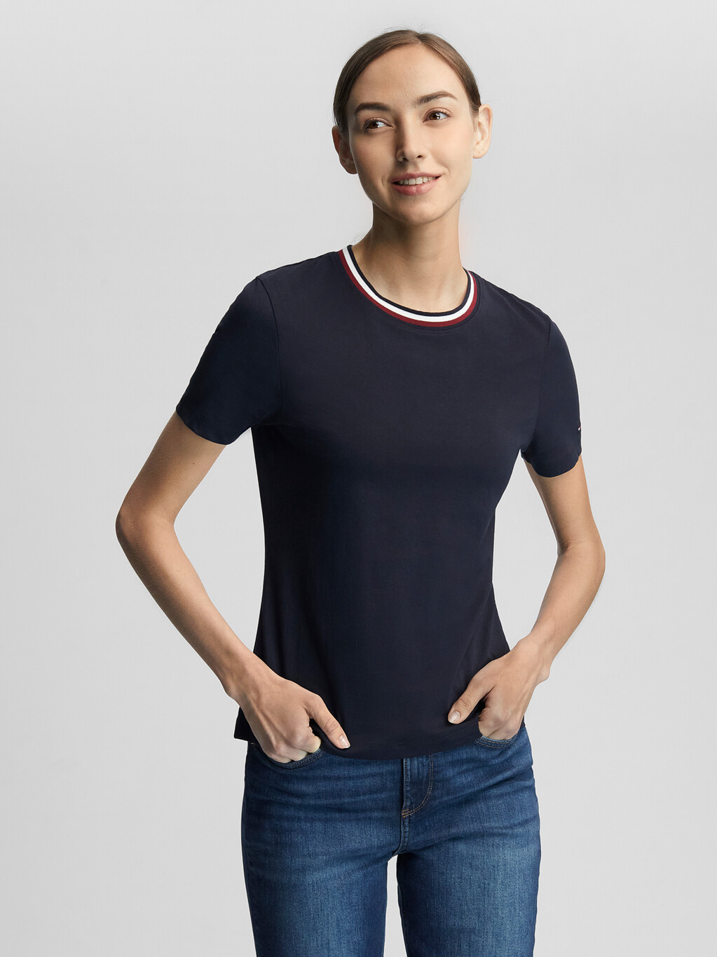 Global Stripe Collar Slim T-Shirt | | Tommy Hilfiger Singapore