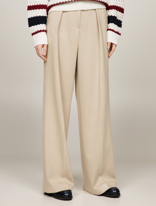Crest Relaxed Wide Leg Jersey Trousers